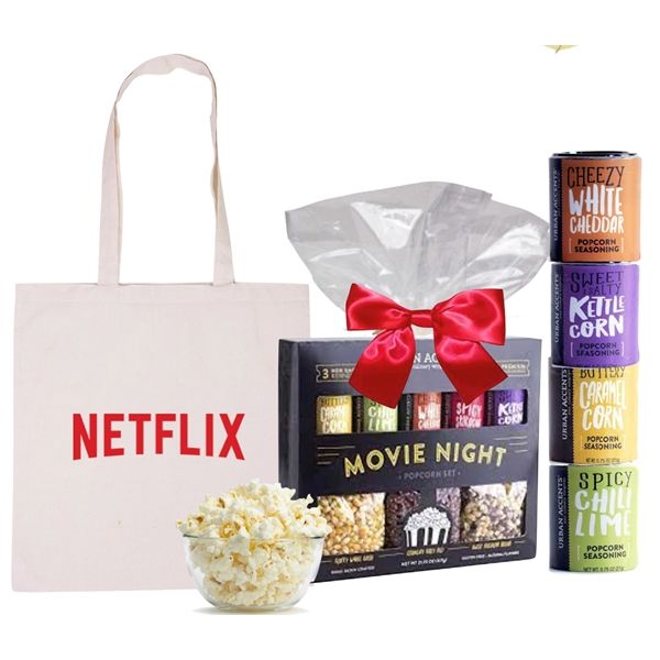 gift tote with popcorn